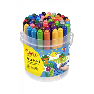 Jovi Felt Pens Bote de 48 Rotuladores Jumbo - Punta de 3mm - Tinta de Gran Fijacion - Capuchon de Seguridad Ventilado - Colores Surtidos