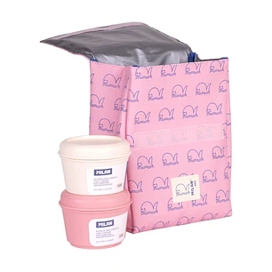 Milan Coleccion 460 Bolsa Isotermica Porta Alimentos 3,5L - Incluye 2 Recipientes para Alimentos de 0,25L - Interior Aislante Termico - Color Rosa/Azu
