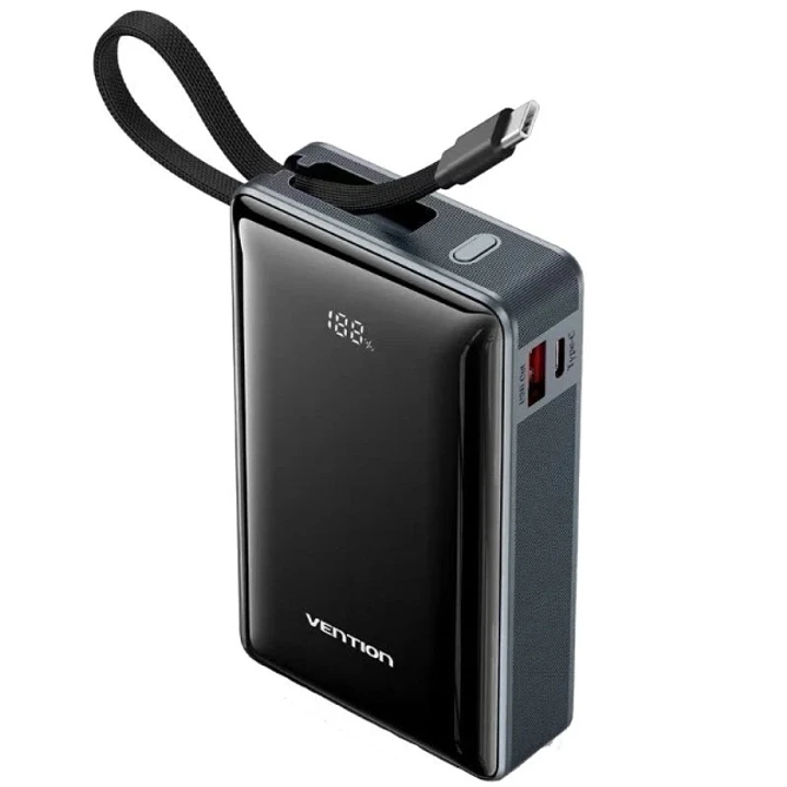 Vention Powerbank de 20000mAh - Potencia de Salida hasta 65W - Power Delivery - USB-A - USB-C - Pantalla LED - Tecnologia PPS - Color Gris 1