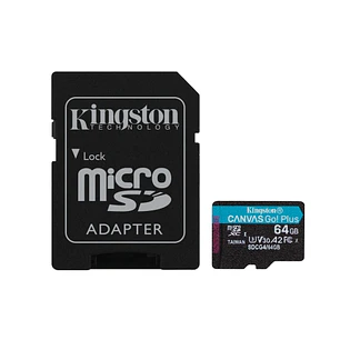 Kingston Tarjeta Micro SDXC 64GB UHS-I U3 V30 Clase 10 200MB/s Canvas Go Plus con Adaptador
