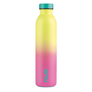 Milan Serie Sunset Botella Isotermica 0.59L - Doble Pared de Acero Inoxidable - Liquidos Calientes hasta 12h, Frios hasta 24h - Color Rosa/Amarillo