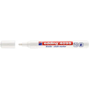 Edding 4095 Rotulador de Tiza Liquida - Punta Redonda - Trazo entre 2 y 3mm - Olor Neutro  - Color Blanco