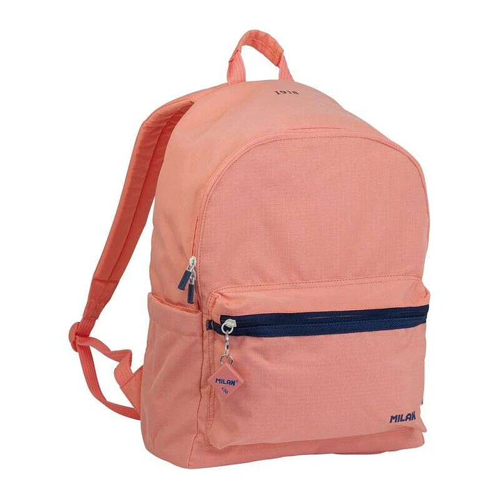 Milan Serie 1918 Mochila Urbana 22L - Bolsillo Delantero + 2 Bolsillos Laterales - Asas Regulables y Acolchadas - Tamaño 41x30x18cm - Color Rosa 1