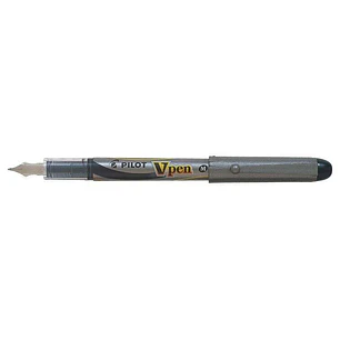 Pilot Pluma Estilografica V-Pen Silver - Desechable - Tinta Liquida - Punta de Acero - Trazo de 0.5mm - Color Negro