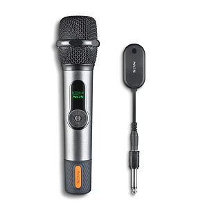 NGS SingerStar Microfono Inalambrico Vocal - Tipo Dinamico - Sonido Potente y Claro - Entrada Jack 3.5 y Adaptador Jack 6.3 - Alcance hasta 15m - Auto