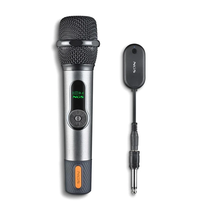 NGS SingerStar Microfono Inalambrico Vocal - Tipo Dinamico - Sonido Potente y Claro - Entrada Jack 3.5 y Adaptador Jack 6.3 - Alcance hasta 15m - Auto 1
