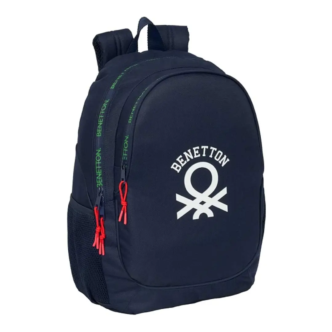 Safta Benetton Together Mochila Adaptable a Carro - Bolsillos Laterales - Dos Compartimentos - Tirador Doble - Hombreras Acolchadas - Asa Superior - 2 1