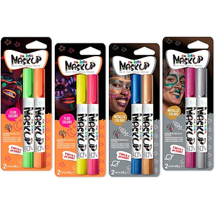 Carioca Mask Up Metallic & Neon Pack de 12 Blisters con 2 Lapices cada Uno - Brillantes y Lavables - Base Agua - Se Pueden Mezclar - Colores Metalicos