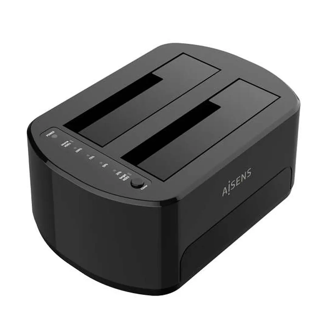 Aisens Estacion de Docking de Doble Bahia ASDS-D03B Sata 2.5/3.5 a USB 3.0/3.1 Gen1 - Clone - Color Blanco 1