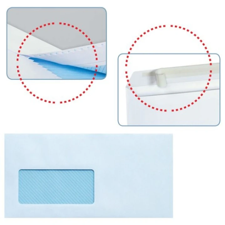 Sam Pack de 500 Sobres Americanos de Papel Offset 90grs con Ventana a la Izquierda - Medidas 115x225mm - Autoadhesivo con Tira de Silicona - Color Bla 1