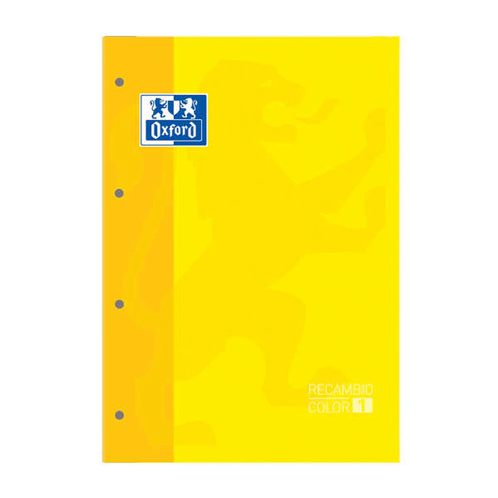 Oxford School Classic Recambio Encolado A4 80 Hojas Cuadricula 5x5 - Recuadro del Color de la Tapa - Tapa Color Amarillo 1