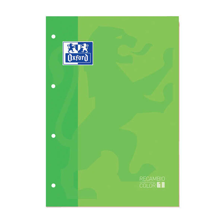 Oxford School Classic Recambio Encolado A4 80 Hojas Cuadricula 5x5 - Recuadro del Color de la Tapa - Tapa Color Verde 1