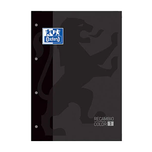 Oxford School Classic Recambio Encolado A4 80 Hojas Cuadricula 5x5 - Recuadro del Color de la Tapa - Tapa Color Negro