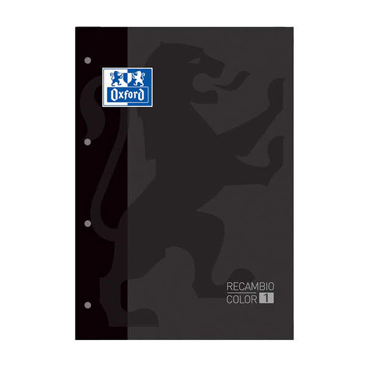Oxford School Classic Recambio Encolado A4 80 Hojas Cuadricula 5x5 - Recuadro del Color de la Tapa - Tapa Color Negro 1