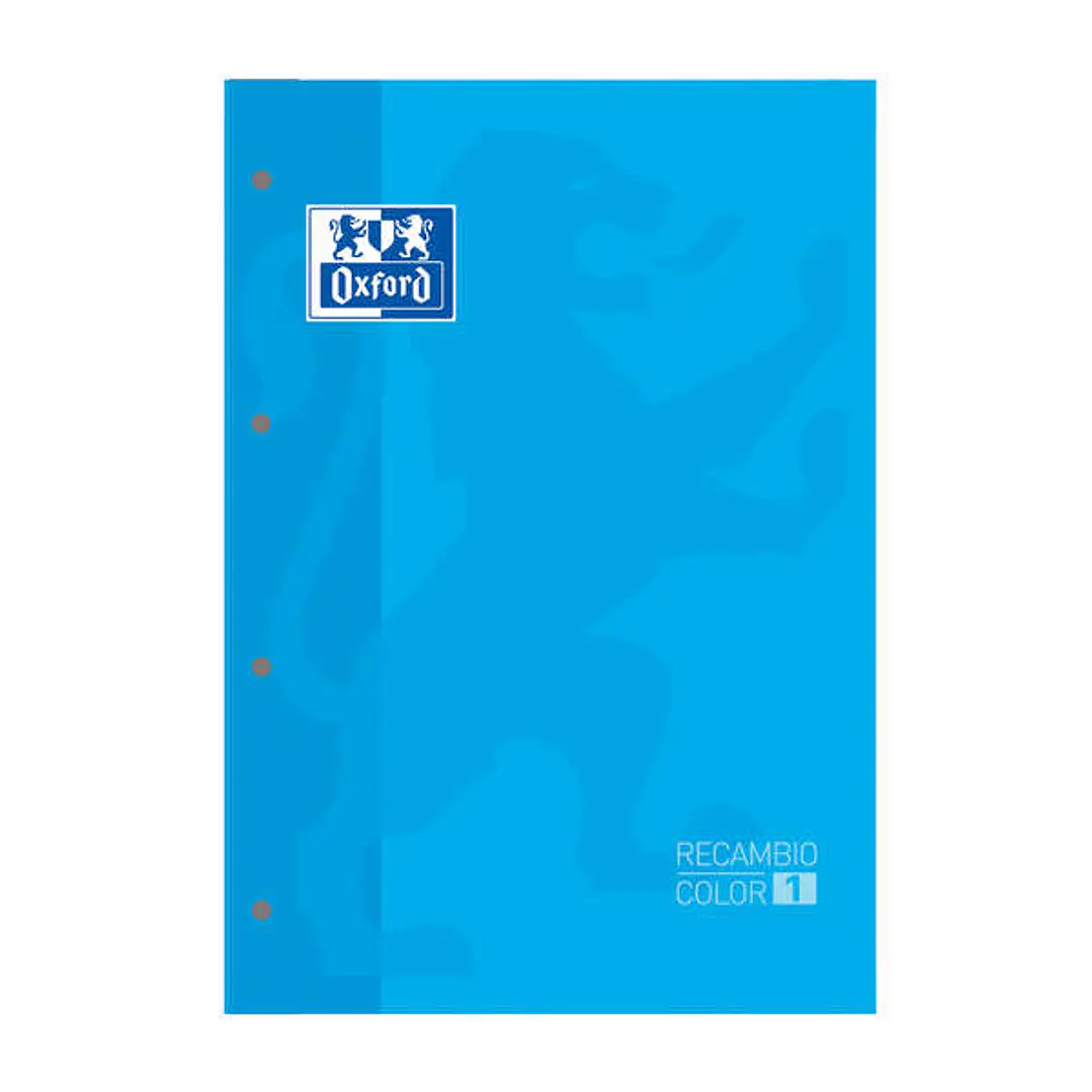 Oxford School Classic Recambio Encolado A4 80 Hojas Cuadricula 5x5 - Recuadro del Color de la Tapa - Tapa Color Turquesa 1