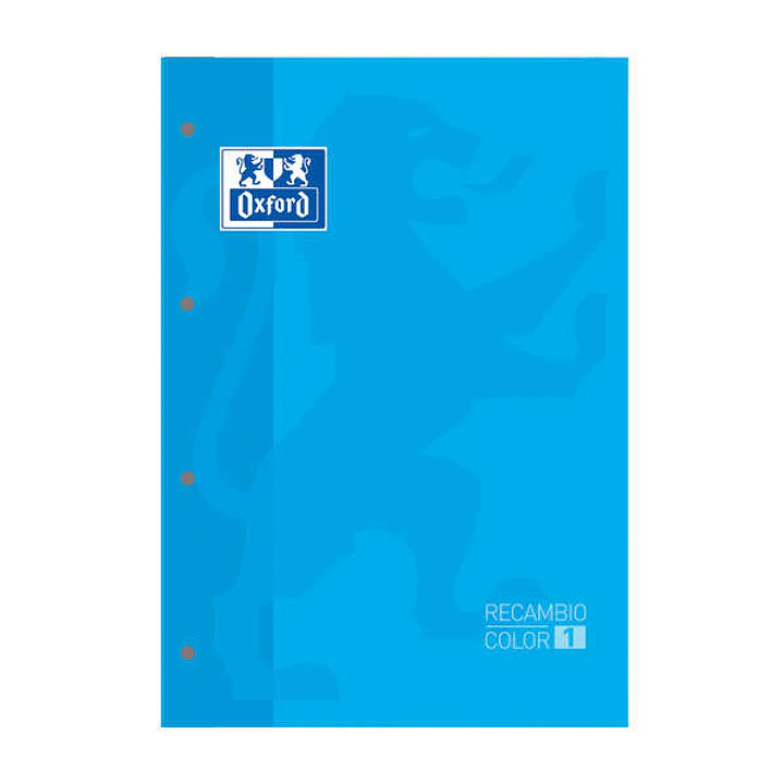Oxford School Classic Recambio Encolado A4 80 Hojas Cuadricula 5x5 - Recuadro del Color de la Tapa - Tapa Color Turquesa 1