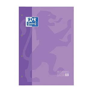 Oxford School Classic Recambio Encolado A4 80 Hojas Cuadricula 5x5 - Recuadro del Color de la Tapa - Tapa Color Malva