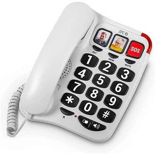 SPC Telefono Fijo para Personas Mayores - Teclas XXL - Llamadas con una Sola Pulsacion - Volumen de Timbre de 93Db - Compatible con Audifonos - sin Pi