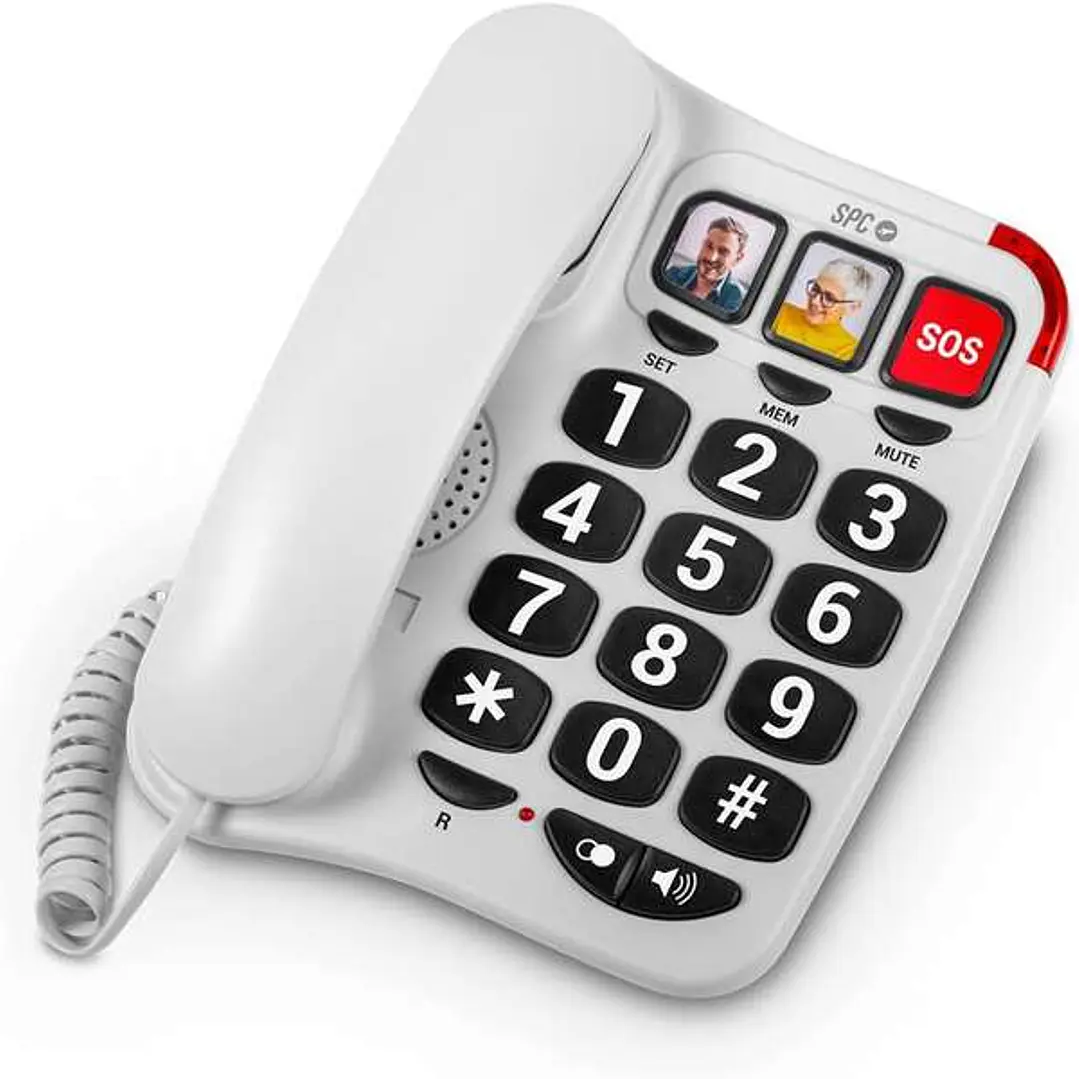 SPC Telefono Fijo para Personas Mayores - Teclas XXL - Llamadas con una Sola Pulsacion - Volumen de Timbre de 93Db - Compatible con Audifonos - sin Pi 1