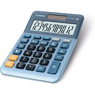 Casio MS-120EM Calculadora de Sobremesa Pequeña - Pantalla LCD de 12 Digitos - Alimentacion Solar y Pilas - Color Azul