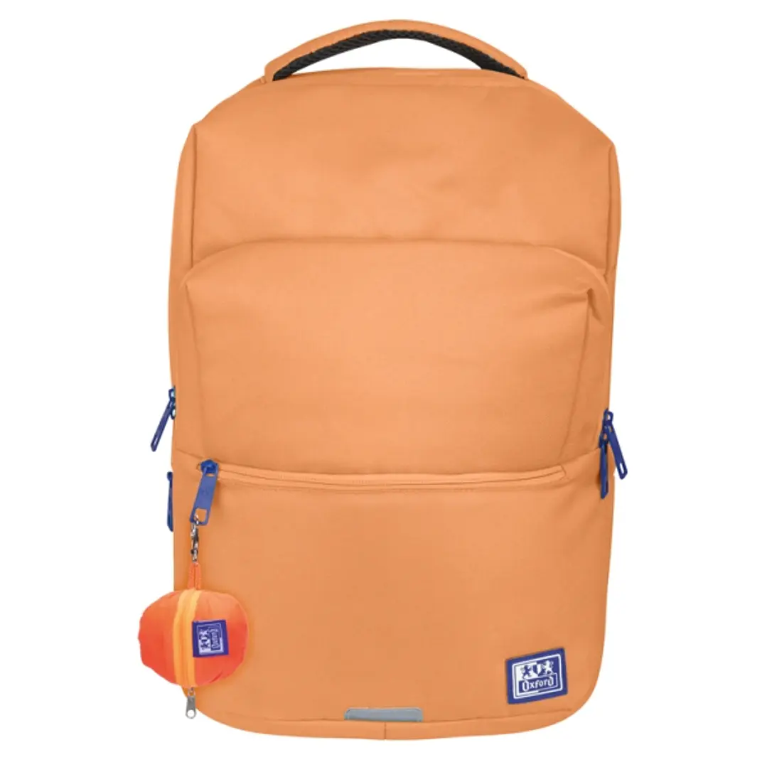 Oxford B-Ready Mochila 28L - Tamaño 42x30x15cm - Bolsillo Acolchado - Asa Superior - Funda para Lluvia - Poliester Reciclado RPET - Color Melocoton 1