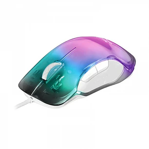 Mars Gaming MMGLOW Raton Gaming - Ultraligero 75g - Iluminacion RGB CHROMA-GLOW - Sensor 12800 DPI - Switches HUANO - Cable Feather Paracord - Color V