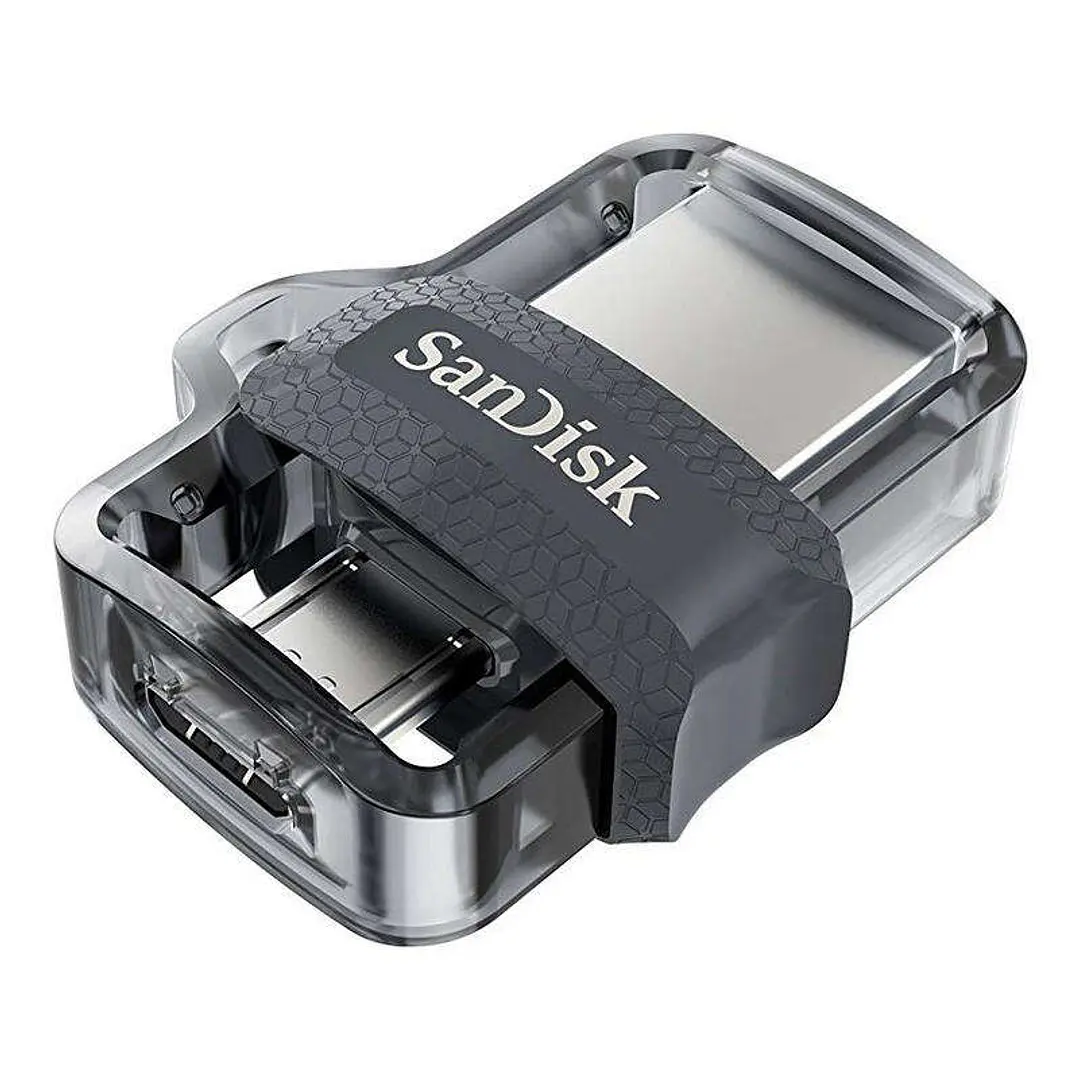 Sandisk Ultra Dual Drive m3.0 Memoria USB 3.0 y Micro USB 64GB - Hasta 150MB/s de Lectura - Color Transparente/Negro (Pendrive) 1