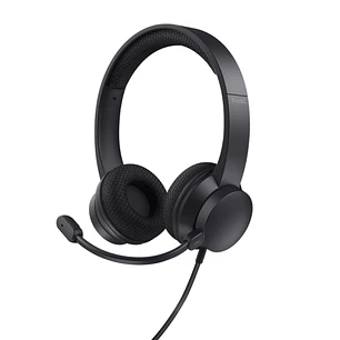 Trust Ayda Auriculares con Microfono USB - Cancelacion de Ruido - Diadema Ajustable - Controles en Auricular - Cable de 1.8m - Color Negro