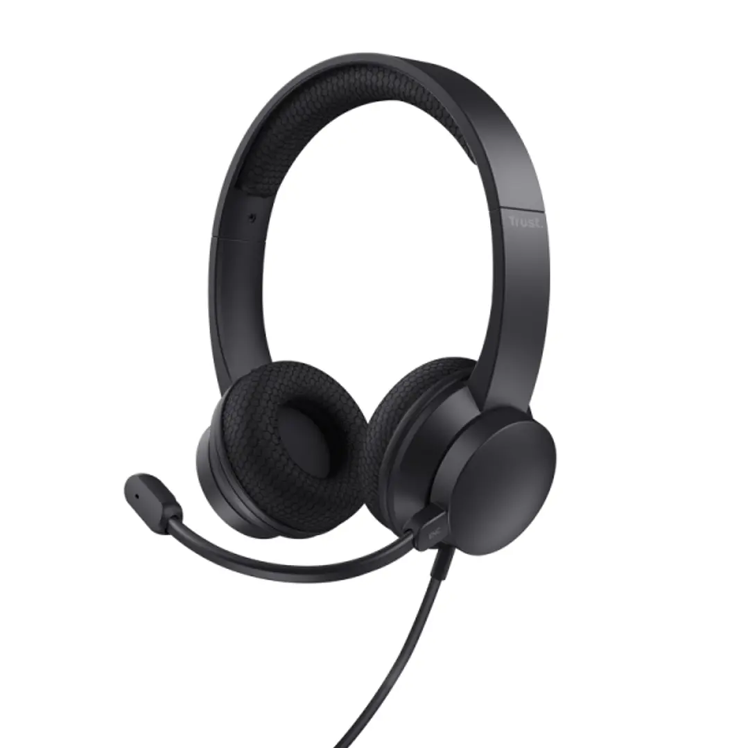 Trust Ayda Auriculares con Microfono USB - Cancelacion de Ruido - Diadema Ajustable - Controles en Auricular - Cable de 1.8m - Color Negro 1