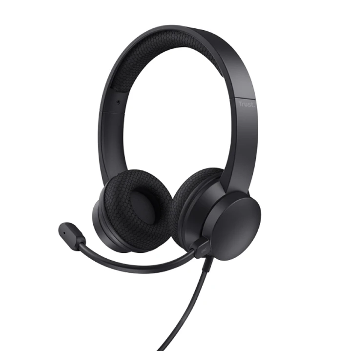 Trust Ayda Auriculares con Microfono USB - Cancelacion de Ruido - Diadema Ajustable - Controles en Auricular - Cable de 1.8m - Color Negro 1