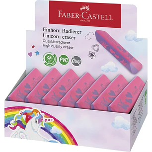 Faber-Castell Unicornio Goma de Borrar sin PVC - Forma Triangular Ergonomica - Sin Residuos - Borrado Limpio y Facil