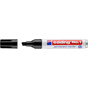 Edding Nº1 Rotulador Permanente - Punta Biselada - Trazo entre 1 y 5 mm. - Recargable - Secado Instantaneo - Color Negro