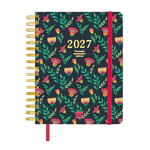 Finocam Vitae Agenda de Espiral - 16 Meses - Semana Vista Horizontal - Formato 4º - 155x217mm - Tapa Dura - Papel de 80g/m2 - Cierre con Goma Elastica