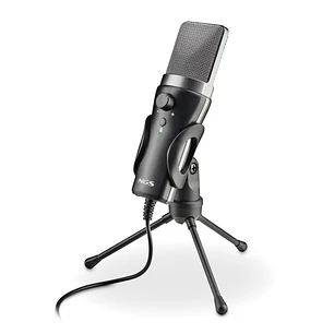 NGS MS120USB Microfono USB para Streaming - Configuracion Ajustable - Grabacion Cardioide - Puerto de Monitorizacion de Auriculares - Compatible con P