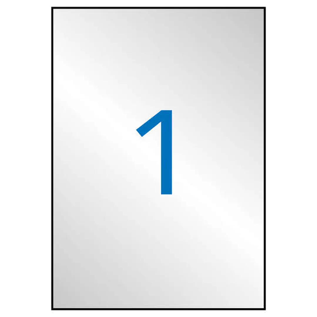 Apli Pack de 20 Etiquetas 210x 297mm - Adhesivo Permanente - Cantos Rectos - Color Plata 1