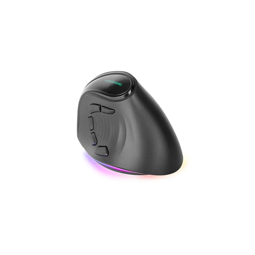 Mars Gaming MM-SK Raton Gaming Inalambrico Vertical para Diestros - Sensor 8400dpi - Bluetooth 5.1 - RF 2.4Ghz - Switches HUANO - Iluminacion RGB - 10 1