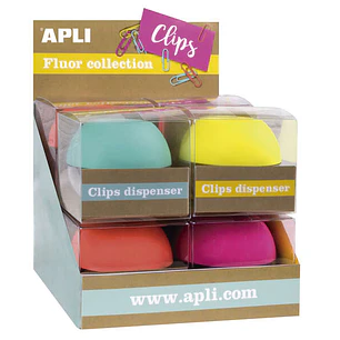 Apli Fluor Collection Expositor de Clips - Ø 70x60 mm - 8 Dispensadores en 4 Colores - Tapa Magnetica 