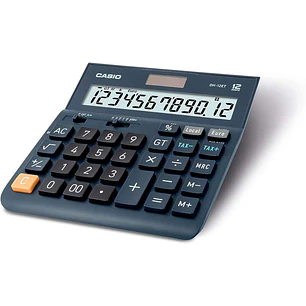 Casio DH-12ET Calculadora de Sobremesa - Pantalla Extragrande de 12 Digitos - Alimentacion Solar y Pilas - Color Azul Oscuro