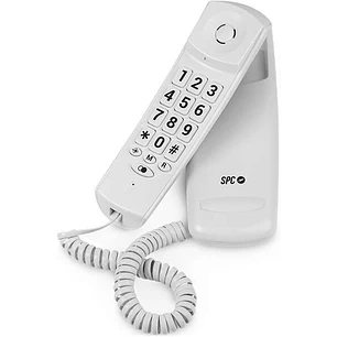 SPC Original Lite 2 Telefono Fijo - sin Pilas - sin Conexion a la Luz - Indicador Luminoso - 10 Memorias Indirectas - Compacto y Ligero - Color Blanco