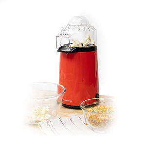 Innovagoods Popmar Palomitera de Aire Caliente - Potencia 1200W - Cocina sin Aceite - Tapa Medidora - Seguridad Termica - Color Rojo, Negro y Transpar