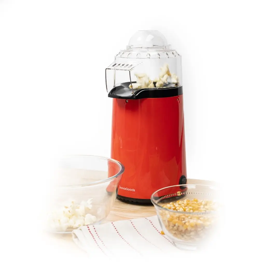 Innovagoods Popmar Palomitera de Aire Caliente - Potencia 1200W - Cocina sin Aceite - Tapa Medidora - Seguridad Termica - Color Rojo, Negro y Transpar 1