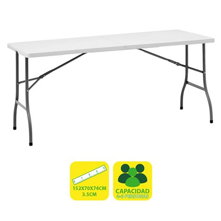 Sungarden Mesa de Resina Plegable 152x70x74cm 3.5cm - Color Blanco 1
