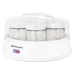 Orbegozo YU 2350 Yogurtera Casera - Prepara Yogures Cremosos y Naturales en Casa - 7 Vasos de Cristal de 200ml - Temperatura Constante - Facil Limpiez