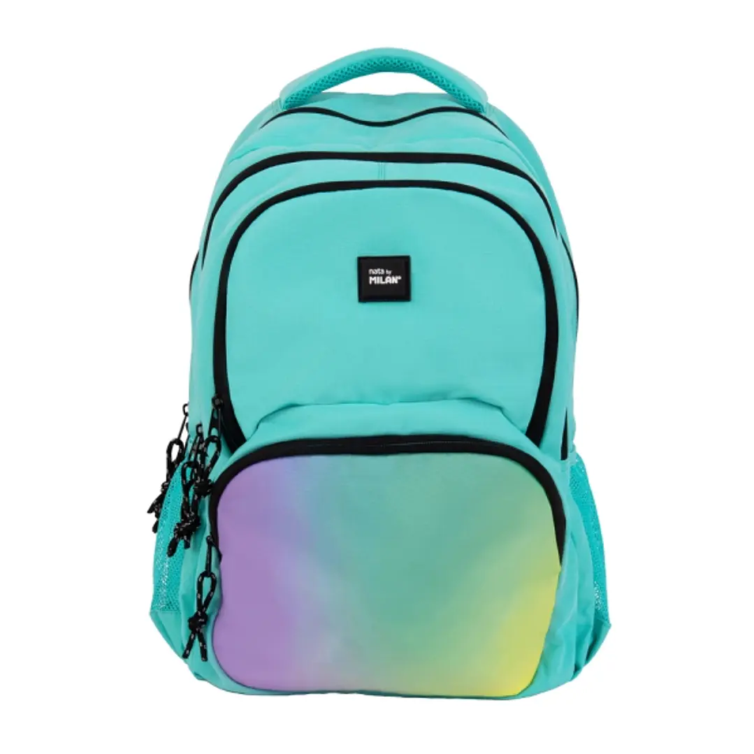 Milan Sunset Mochila Escolar 25L - Bolsillos Laterales de Malla - Compartimento Interior para Portatil - 4 Cremalleras - 46.5x30x17cm - Color Verde 1