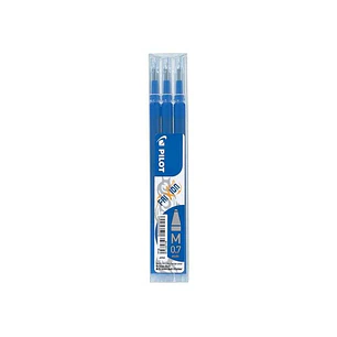 Pilot Pack de 3 Recambios para Frixion Ball / Frixion Clicker - Tinta Gel Borrable - Punta de Bola 0.7mm - Trazo 0.4mm - Color Azul