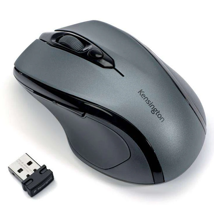 Kensington Pro Fit Raton Inalambrico 2,4GHz 1600dpi - Sensor Optico 1750ppp - 5 Botones - Uso Diestro - Tamaño Mediano Ergonomico - Color Gris/Negro 1