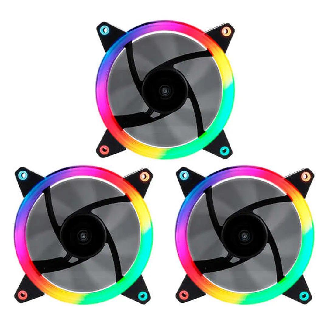 Unykach Candy 30 Pack de 3 Ventiladores 120mm con Iluminacion ARGB - Velocidad Max. 1500rpm - Controladora y Mando a Distancia - Color Negro 1