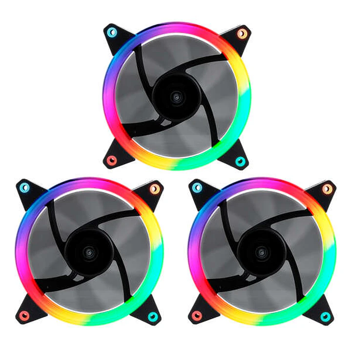 Unykach Candy 30 Pack de 3 Ventiladores 120mm con Iluminacion ARGB - Velocidad Max. 1500rpm - Controladora y Mando a Distancia - Color Negro 1