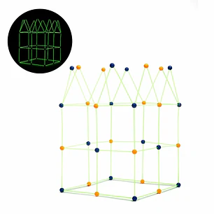 Innovagoods Builkitt Juego de Construccion de Fuertes - 155 Piezas - Fluorescente - Tela de 120x150cm - Bolsa de Transporte - Multicolor