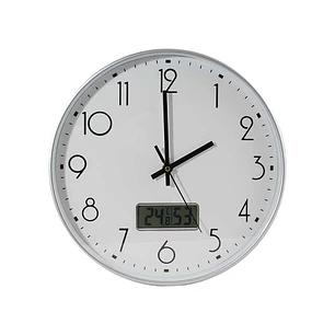 Bismark Reloj Oficina con Marcador Digital de Temperatura y Humedad - Numeros Negros - Cristal Exterior - Manecillas de Aluminio - Color Blanco
